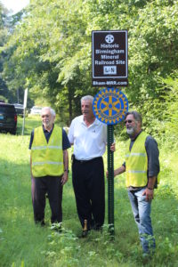Project Coordinator James Lowery; Commissioner and Rotary Club member Joe Knight; and Rotary Club President Tommy Trimm.