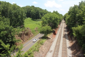 Part of Red Gap as it appears now. Kudzu-covered flat area on left is part of former BMRR roadbed on its way to Gate City and Woodlawn.